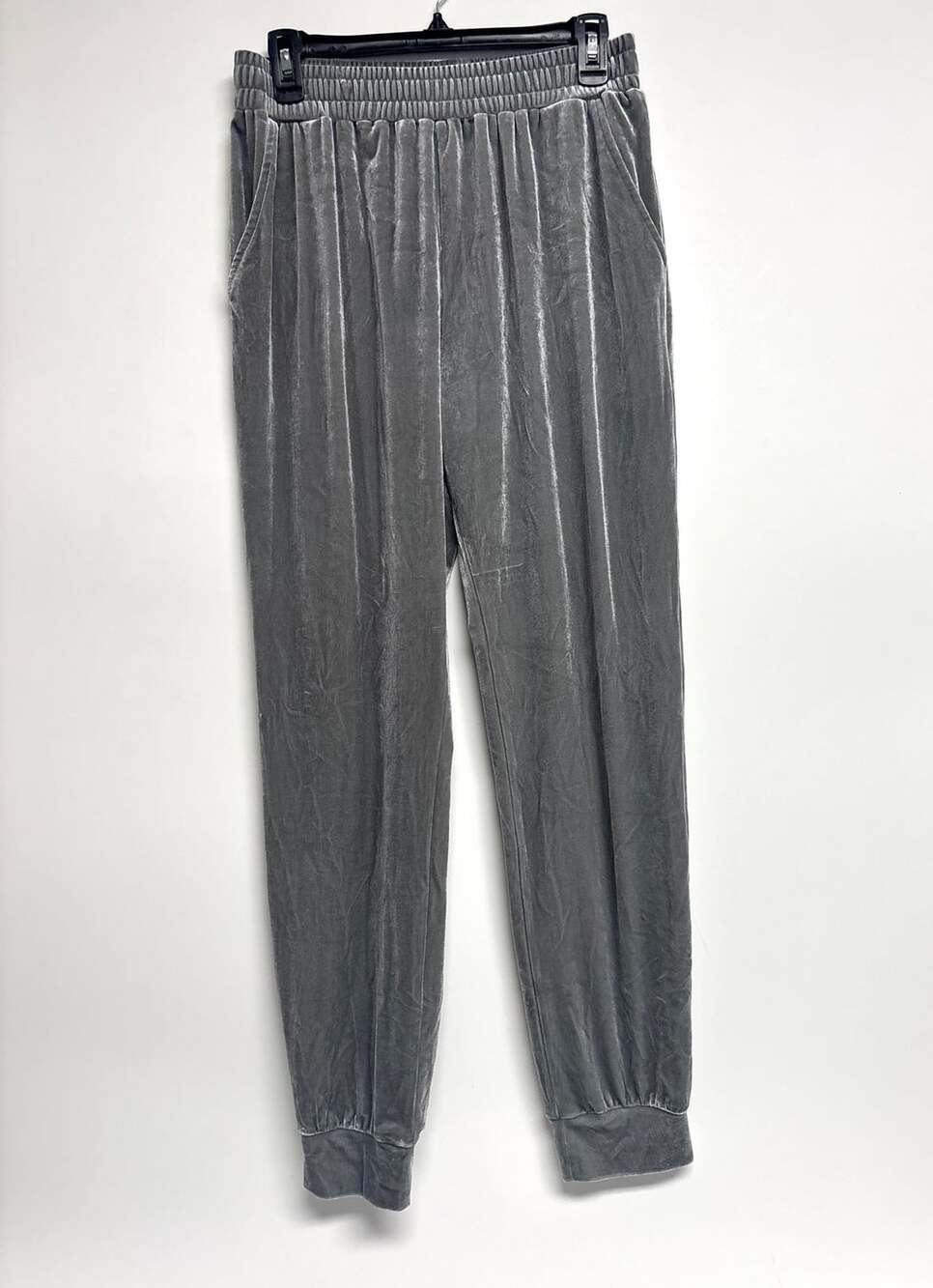 Better Be Velvet Jogger Pants Size L Gray Elastic Waist